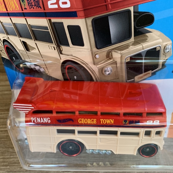 Hot Wheels Trouble Decker George Town Penang Bus Hotwheels Lets Race Netflix New - Picture 4 of 5